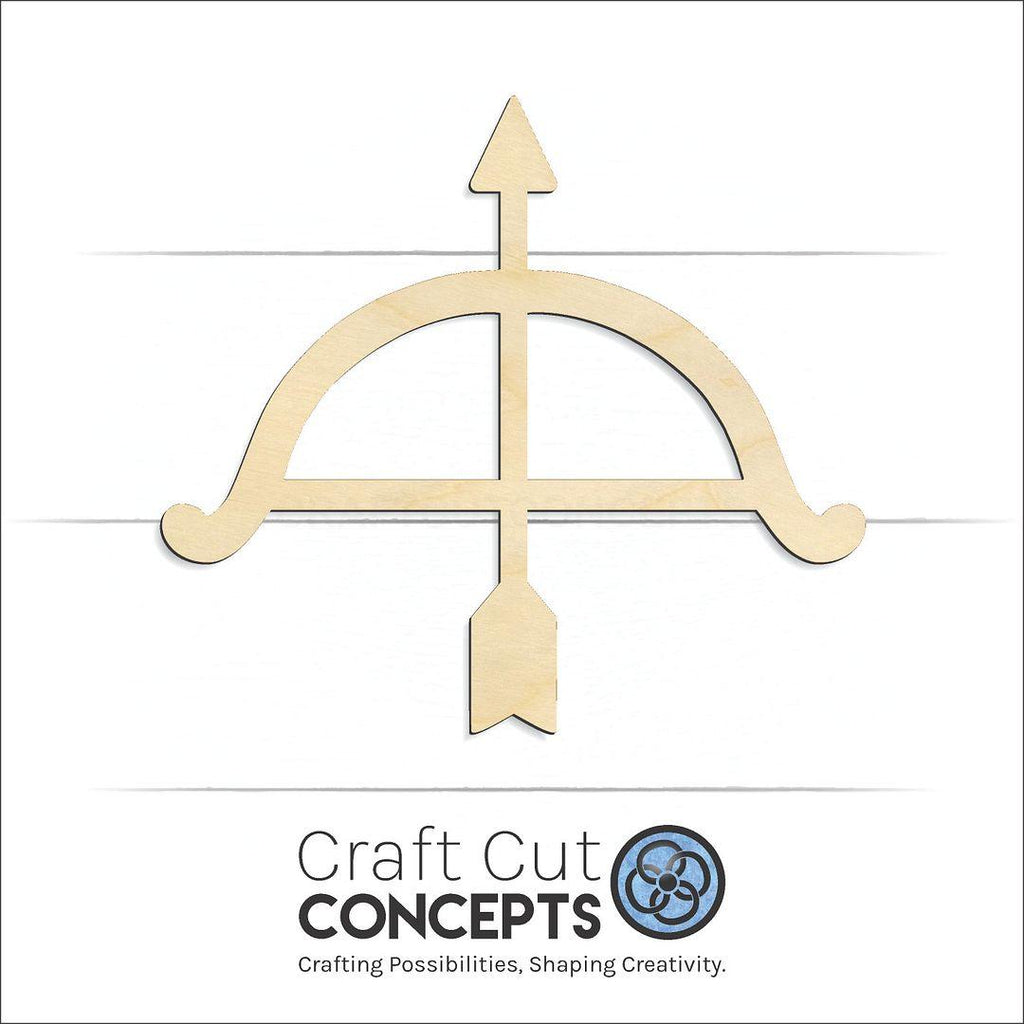 Craft Cut Concepts Logo under a wood Bow Arrow craft shape and blank