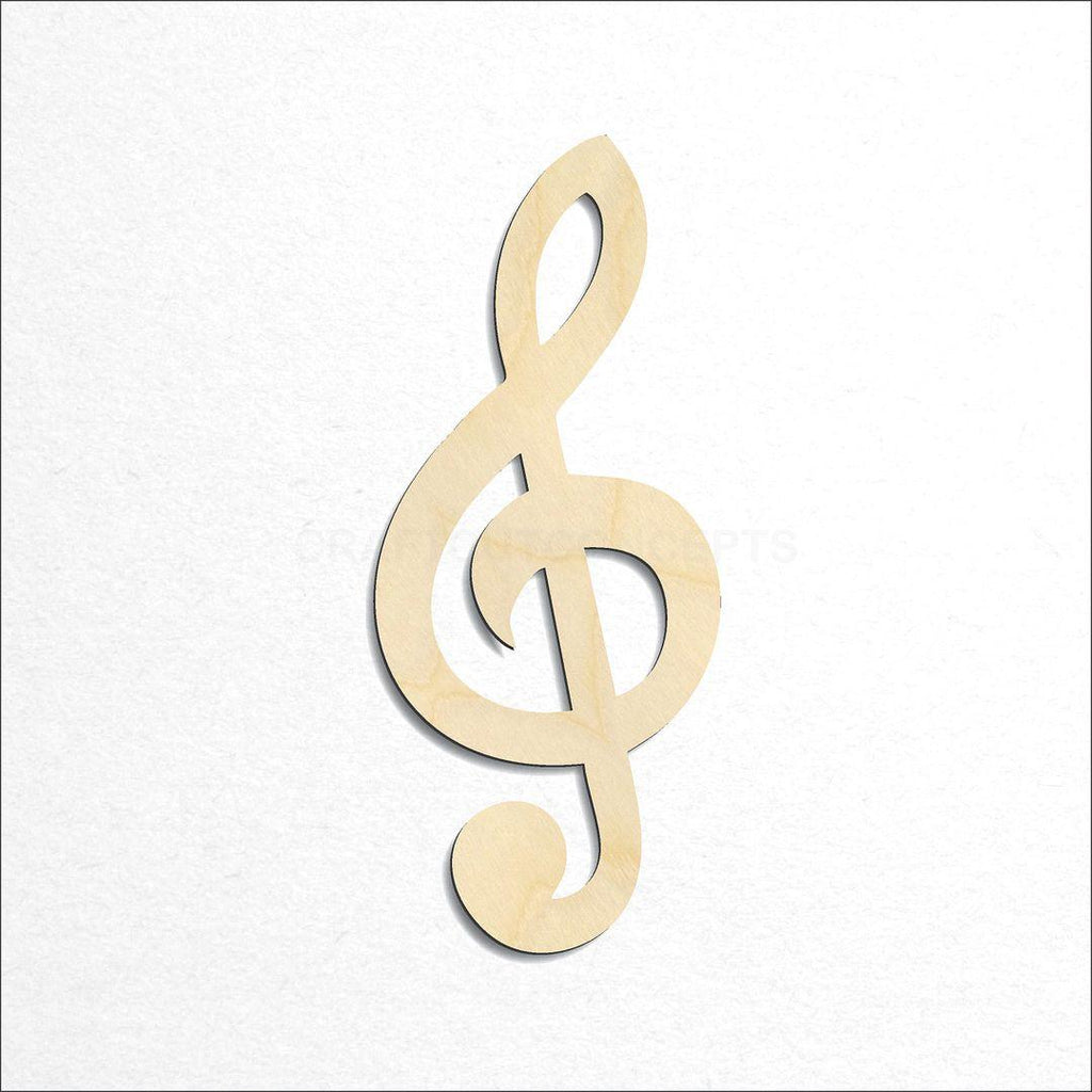 Wooden Treble Clef craft shape available in sizes of 2 inch and up