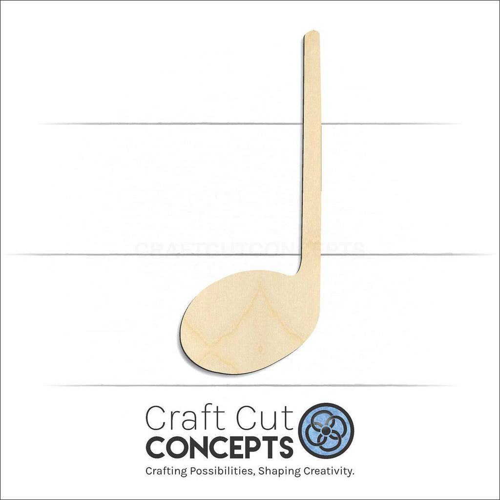 Craft Cut Concepts Logo under a wood Quarter Note craft shape and blank