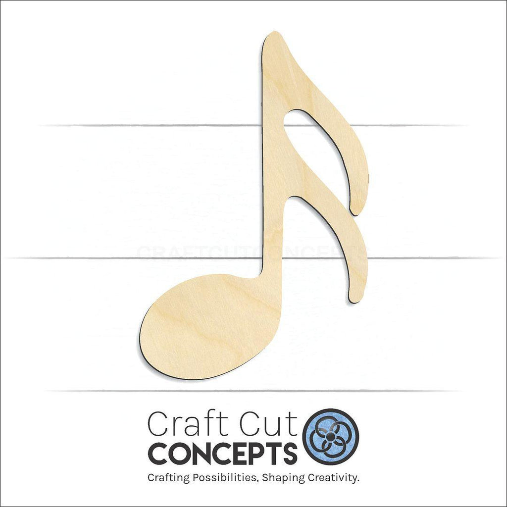 Craft Cut Concepts Logo under a wood Sixteenth Note craft shape and blank