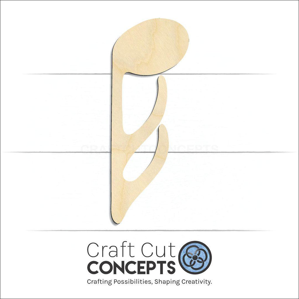 Craft Cut Concepts Logo under a wood Sixteenth Note Down craft shape and blank