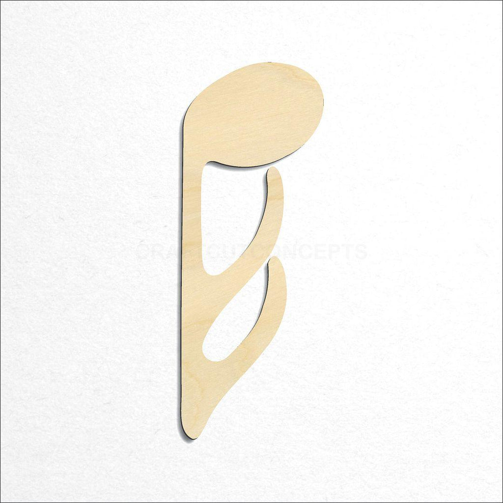 Wooden Sixteenth Note Down craft shape available in sizes of 2 inch and up