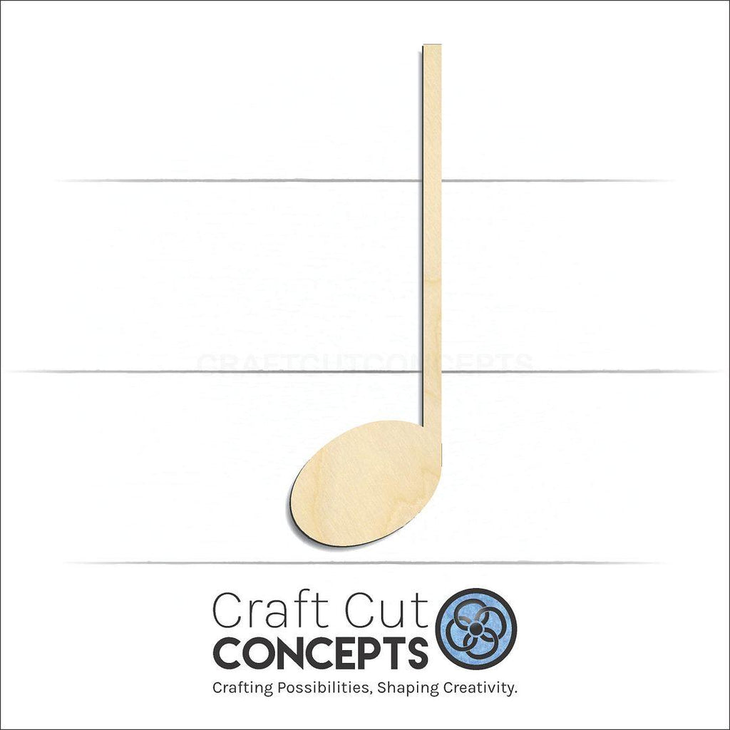 Craft Cut Concepts Logo under a wood Quarter Note craft shape and blank