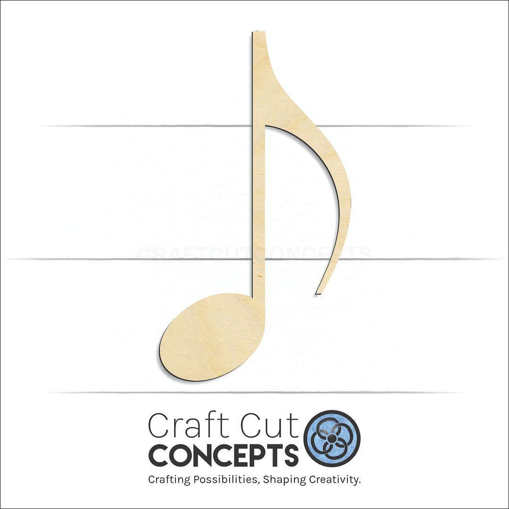 Craft Cut Concepts Logo under a wood Sixteenth Note craft shape and blank