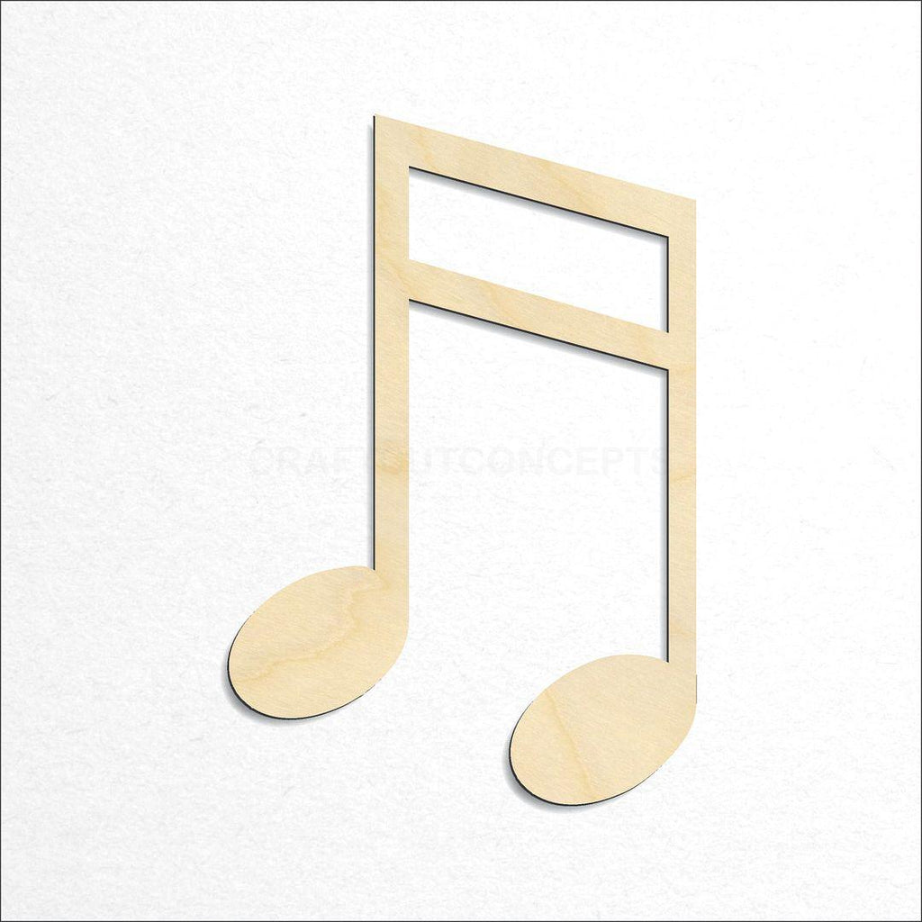 Wooden Eighth Note craft shape available in sizes of 4 inch and up