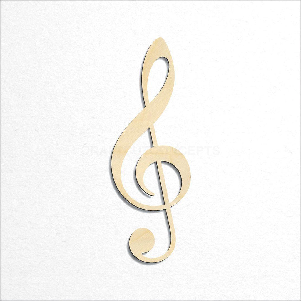 Wooden Treble Clef craft shape available in sizes of 4 inch and up