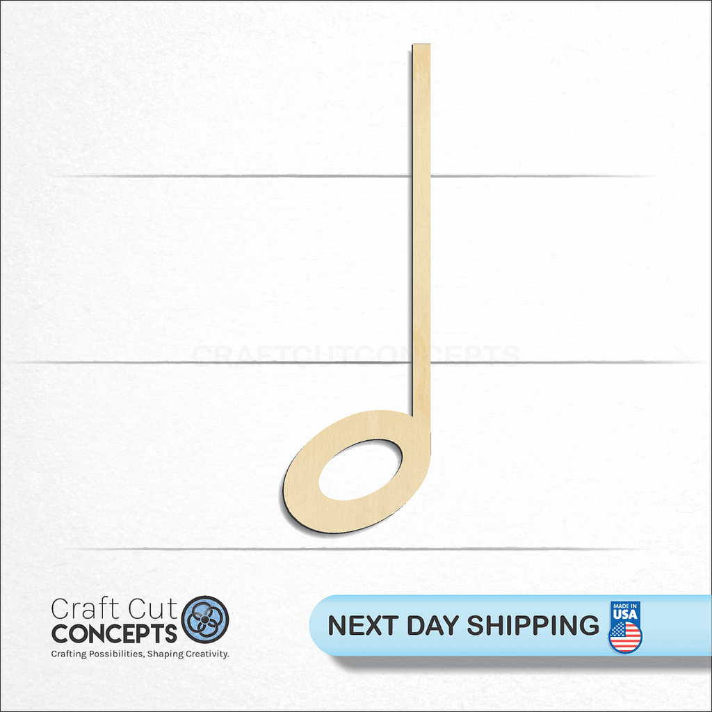 Craft Cut Concepts logo and next day shipping banner with an unfinished wood Half Clef craft shape and blank