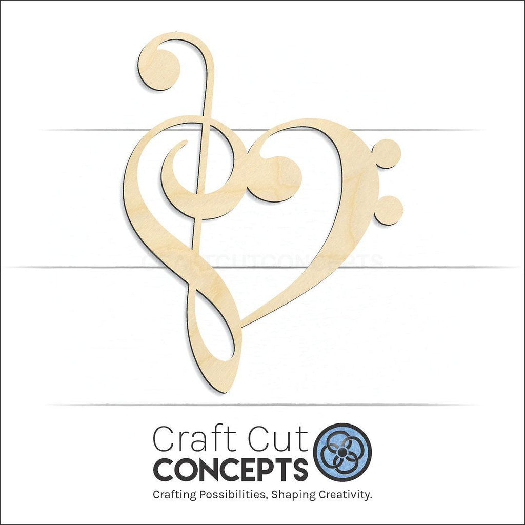 Craft Cut Concepts Logo under a wood Music Heart craft shape and blank