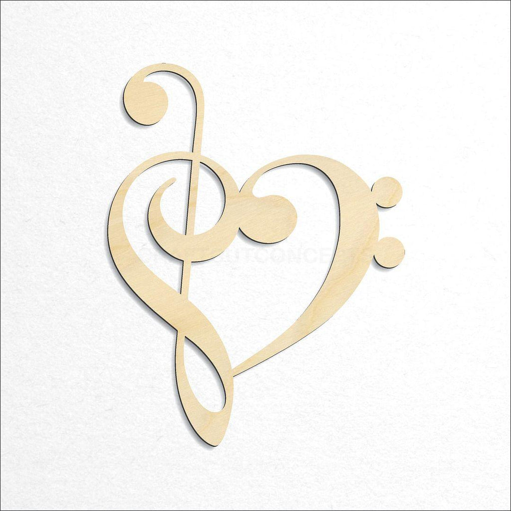 Wooden Music Heart craft shape available in sizes of 4 inch and up