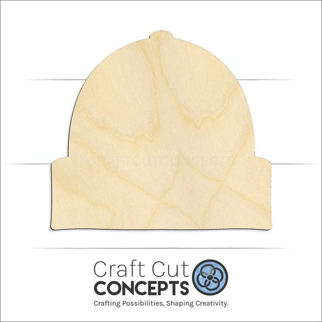 Craft Cut Concepts Logo under a wood Beanie Hat craft shape and blank