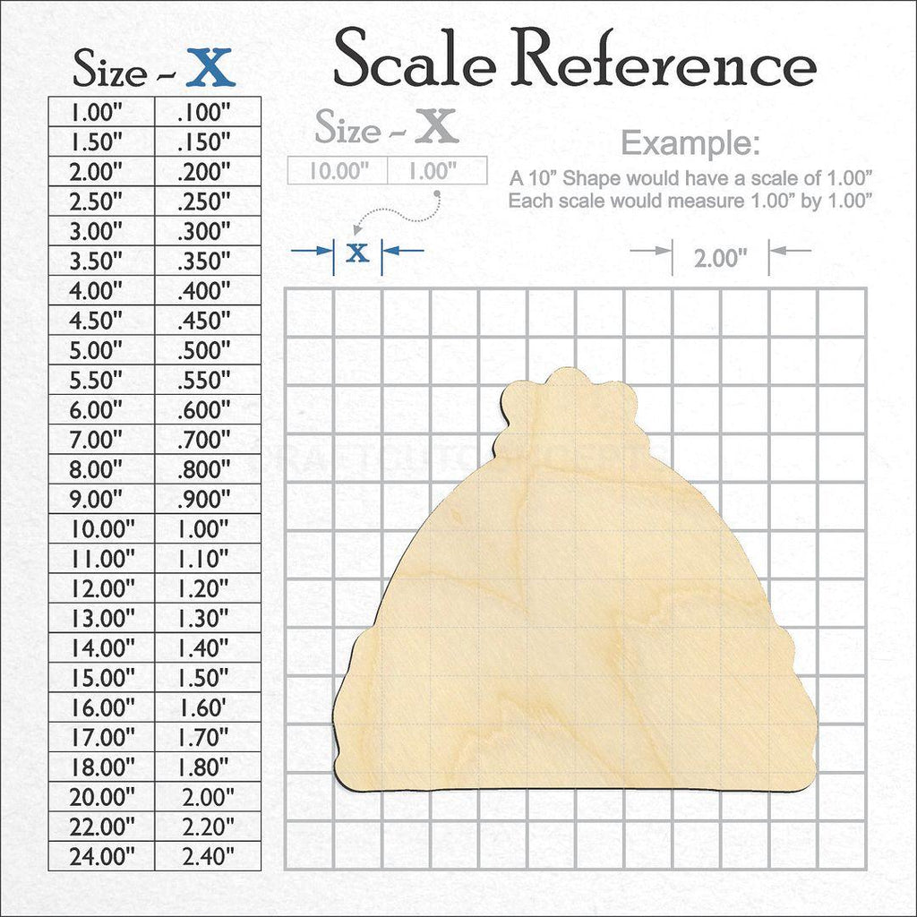 A scale and graph image showing a wood Winter Hat craft blank