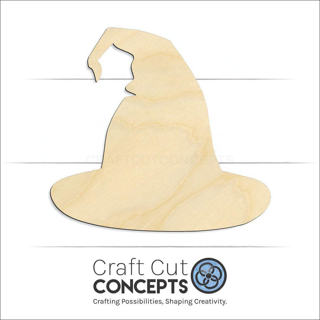 Craft Cut Concepts Logo under a wood Witch Hat craft shape and blank