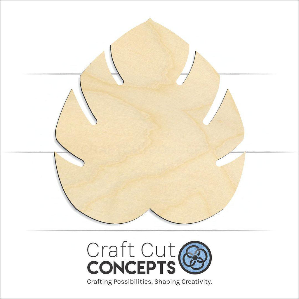 Craft Cut Concepts Logo under a wood Palm Leaf craft shape and blank