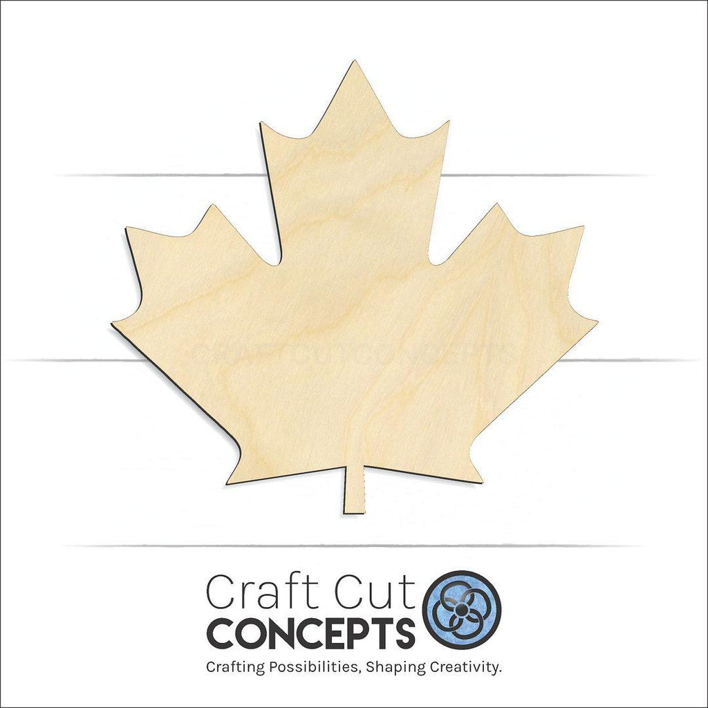 Craft Cut Concepts Logo under a wood CAD Maple Leaf craft shape and blank