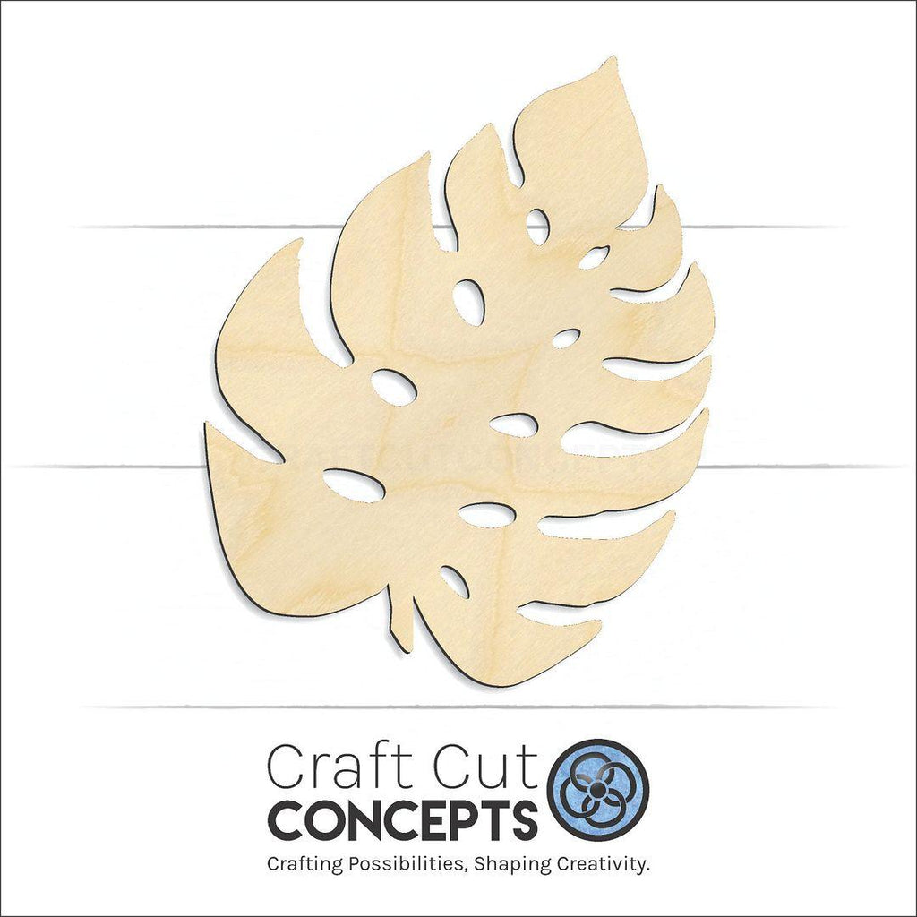 Craft Cut Concepts Logo under a wood Tropical Leaf craft shape and blank