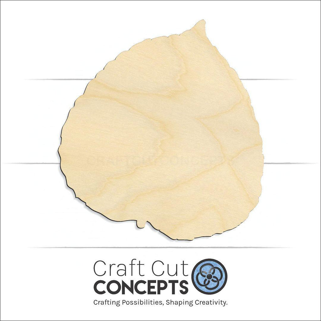 Craft Cut Concepts Logo under a wood Aspen Leaf craft shape and blank