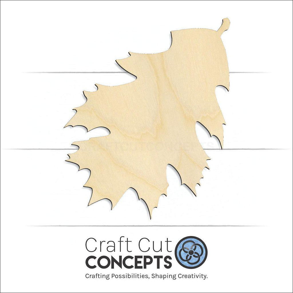 Craft Cut Concepts Logo under a wood Oak Leaf craft shape and blank