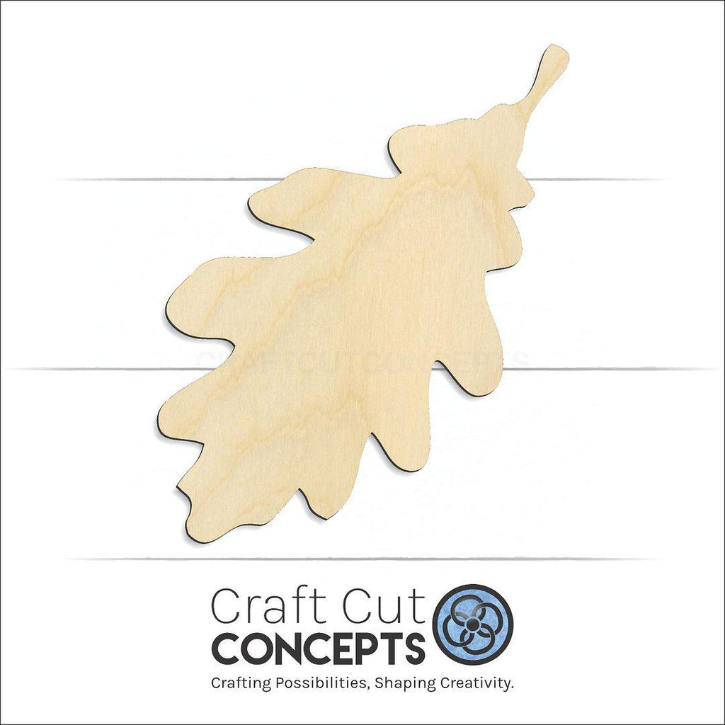 Craft Cut Concepts Logo under a wood Oak Leaf craft shape and blank