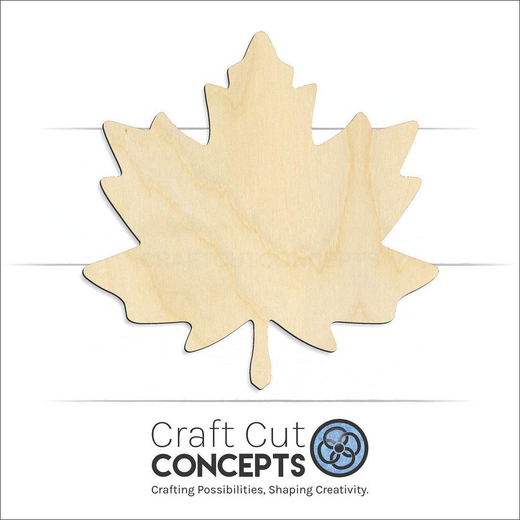 Craft Cut Concepts Logo under a wood Maple Leaf craft shape and blank