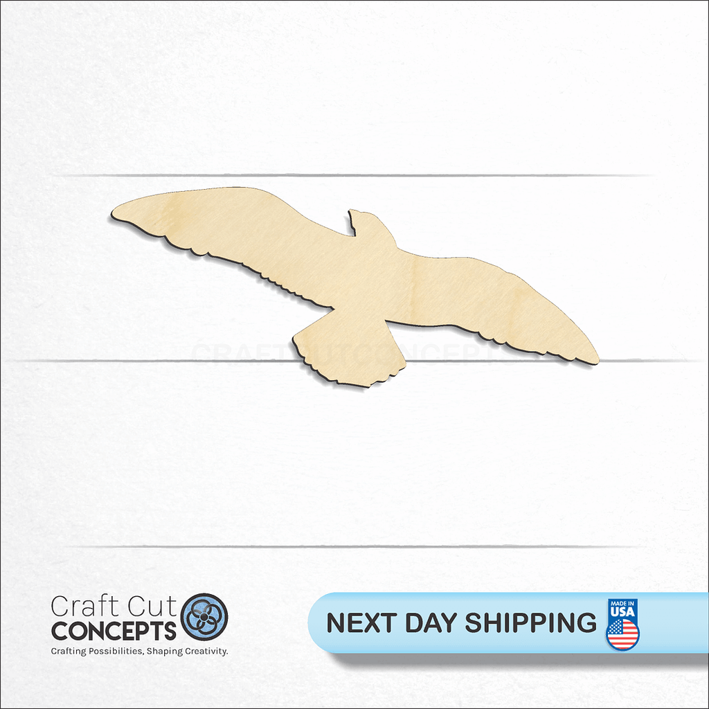 Craft Cut Concepts logo and next day shipping banner with an unfinished wood Seagul-1 craft shape and blank