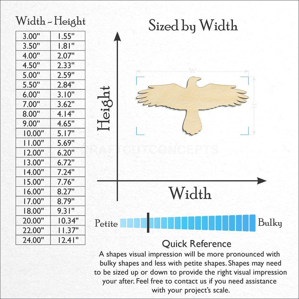 Sizes available for a laser cut Crow craft blank