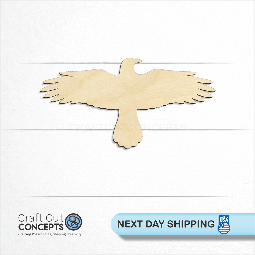 Craft Cut Concepts logo and next day shipping banner with an unfinished wood Crow craft shape and blank