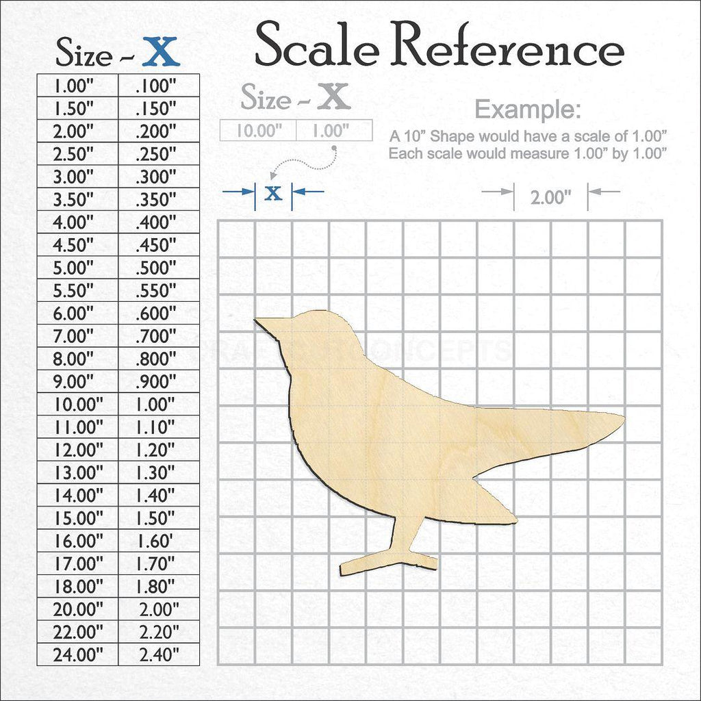 A scale and graph image showing a wood barn swallow craft blank