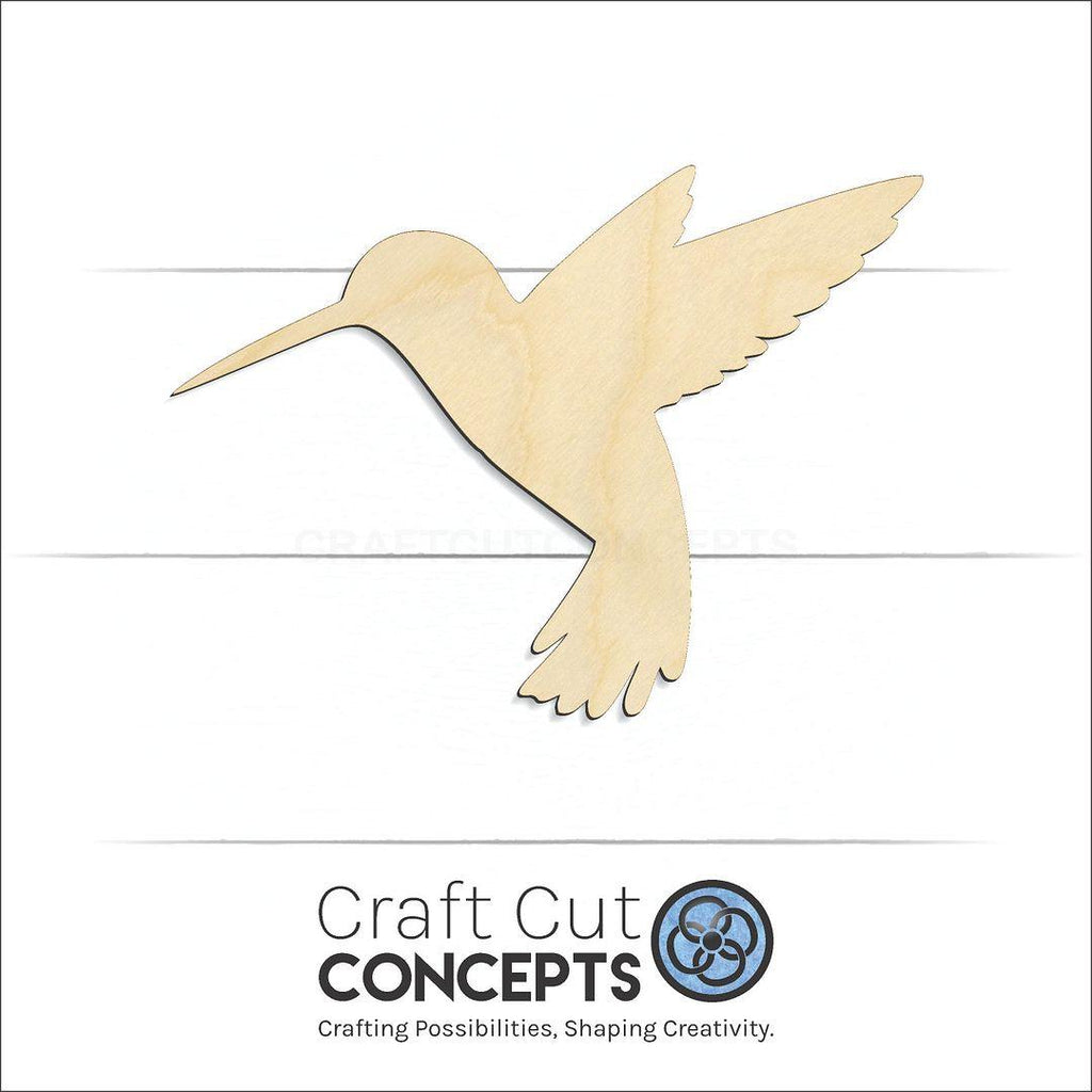 Craft Cut Concepts Logo under a wood Hummingbird craft shape and blank