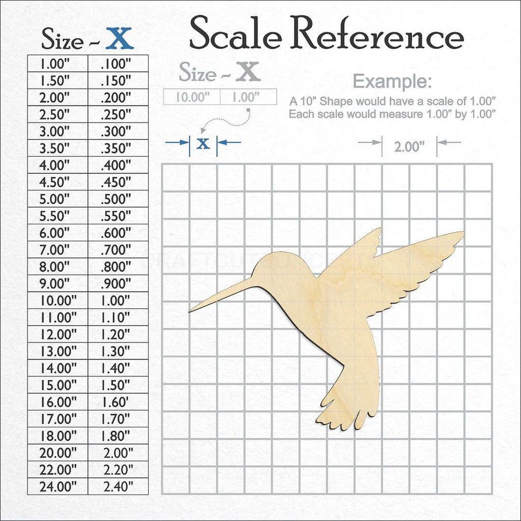 A scale and graph image showing a wood Hummingbird craft blank