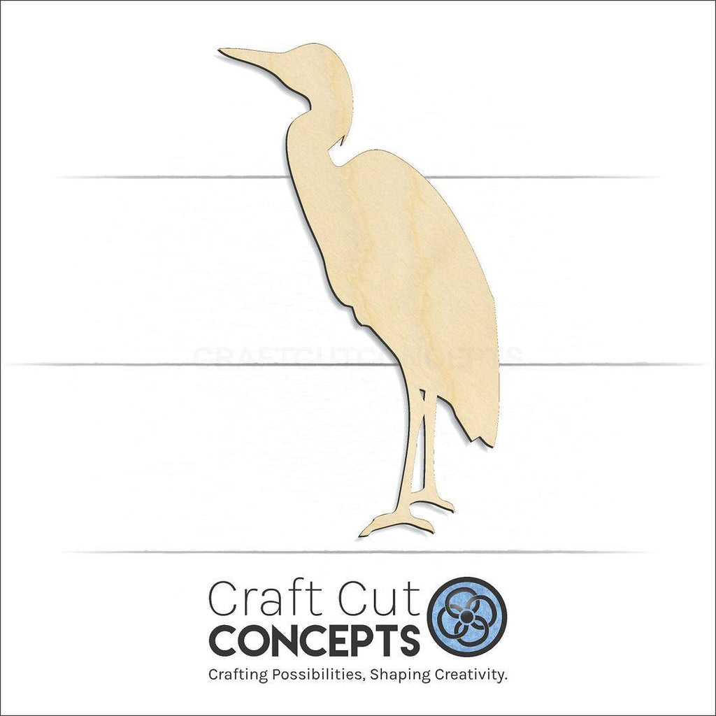 Craft Cut Concepts Logo under a wood Heron craft shape and blank