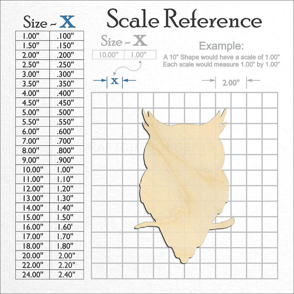 A scale and graph image showing a wood Owl craft blank