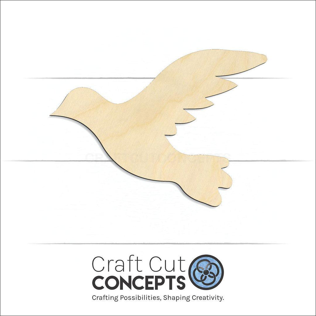 Craft Cut Concepts Logo under a wood Flying Dove craft shape and blank