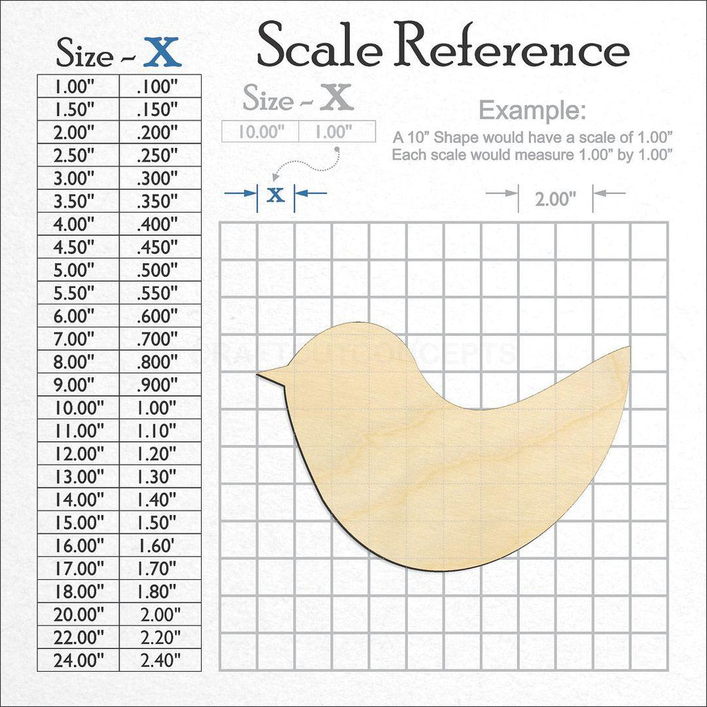 A scale and graph image showing a wood Bird craft blank