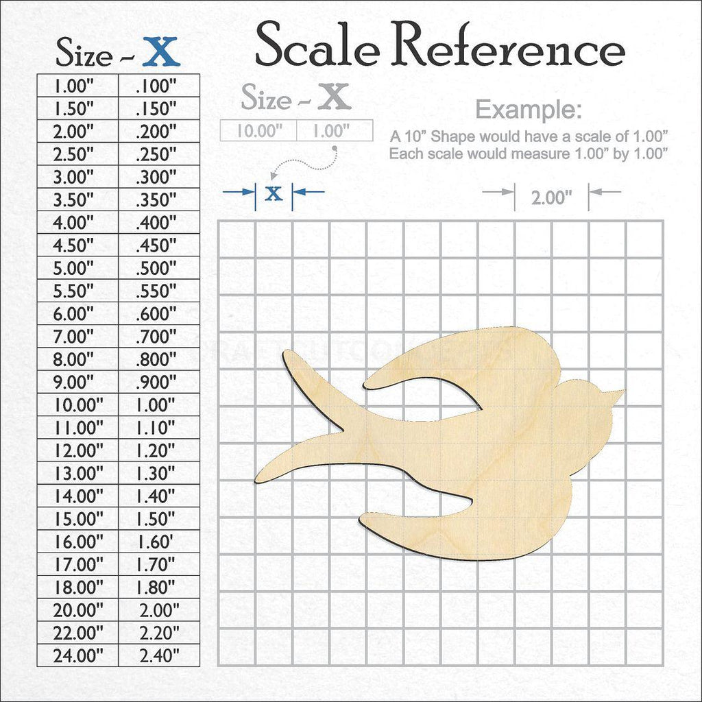 A scale and graph image showing a wood Dove Holy Spirit craft blank