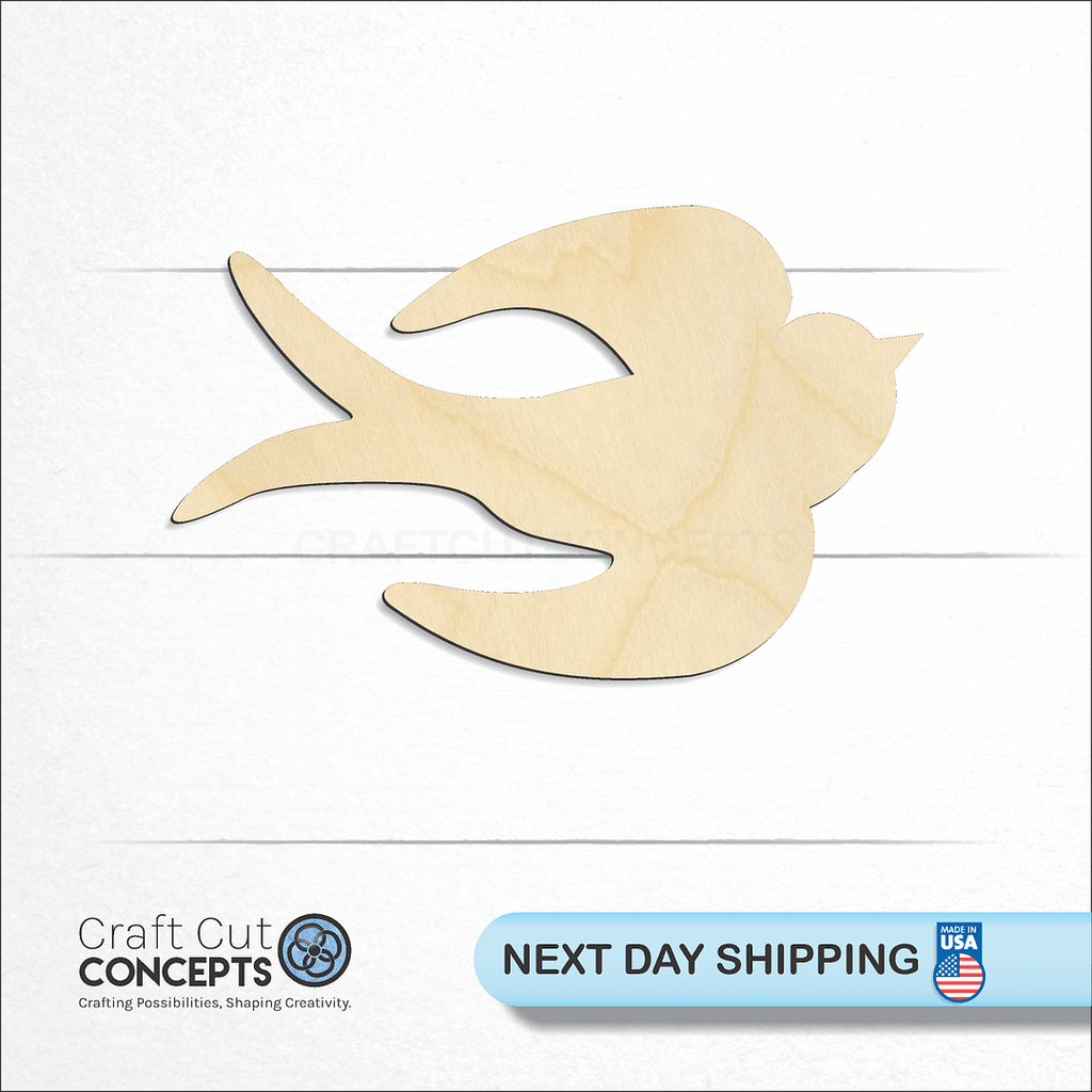 Craft Cut Concepts logo and next day shipping banner with an unfinished wood Dove Holy Spirit craft shape and blank