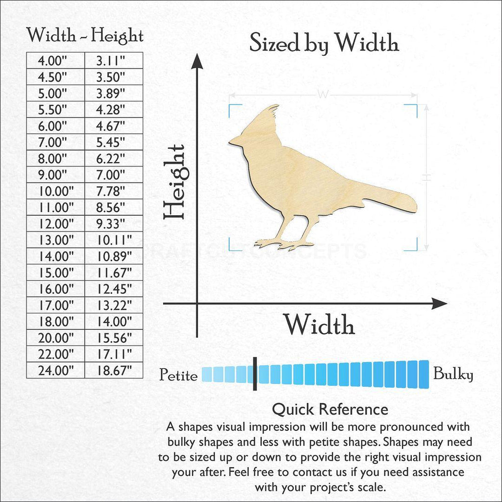 Sizes available for a laser cut Blue Jay craft blank