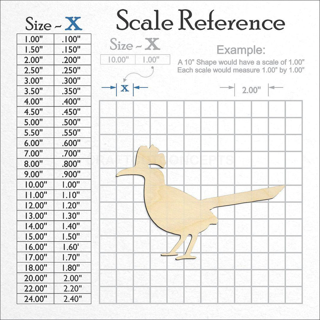 A scale and graph image showing a wood Roadrunner craft blank