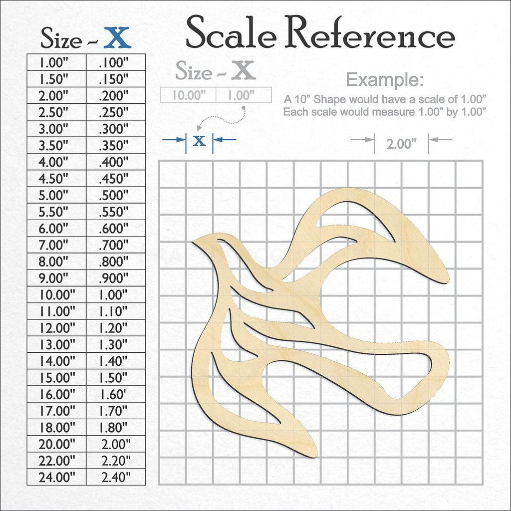 A scale and graph image showing a wood Christian Dove craft blank