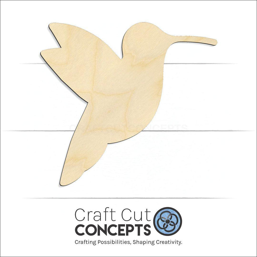 Craft Cut Concepts Logo under a wood Hummingbird craft shape and blank