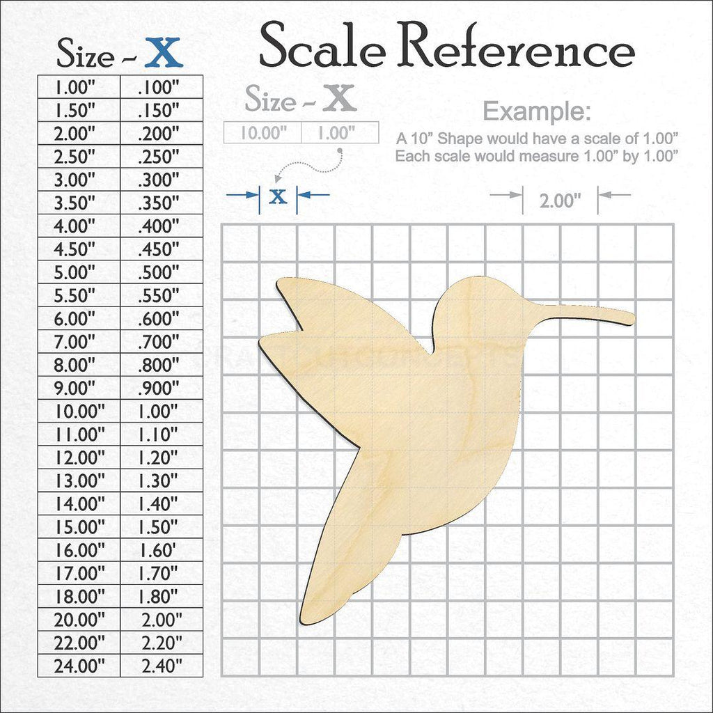 A scale and graph image showing a wood Hummingbird craft blank