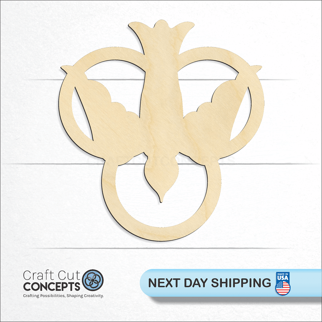 Craft Cut Concepts logo and next day shipping banner with an unfinished wood Trinity Dove craft shape and blank