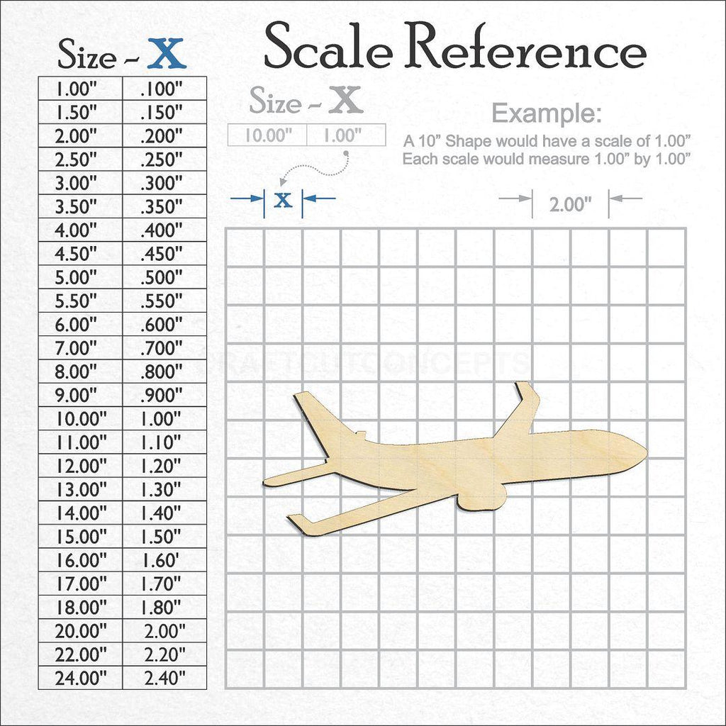 A scale and graph image showing a wood Airplane craft blank