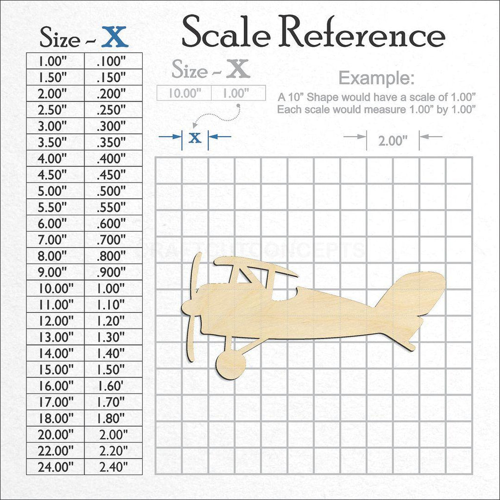 A scale and graph image showing a wood Toy Airplane craft blank