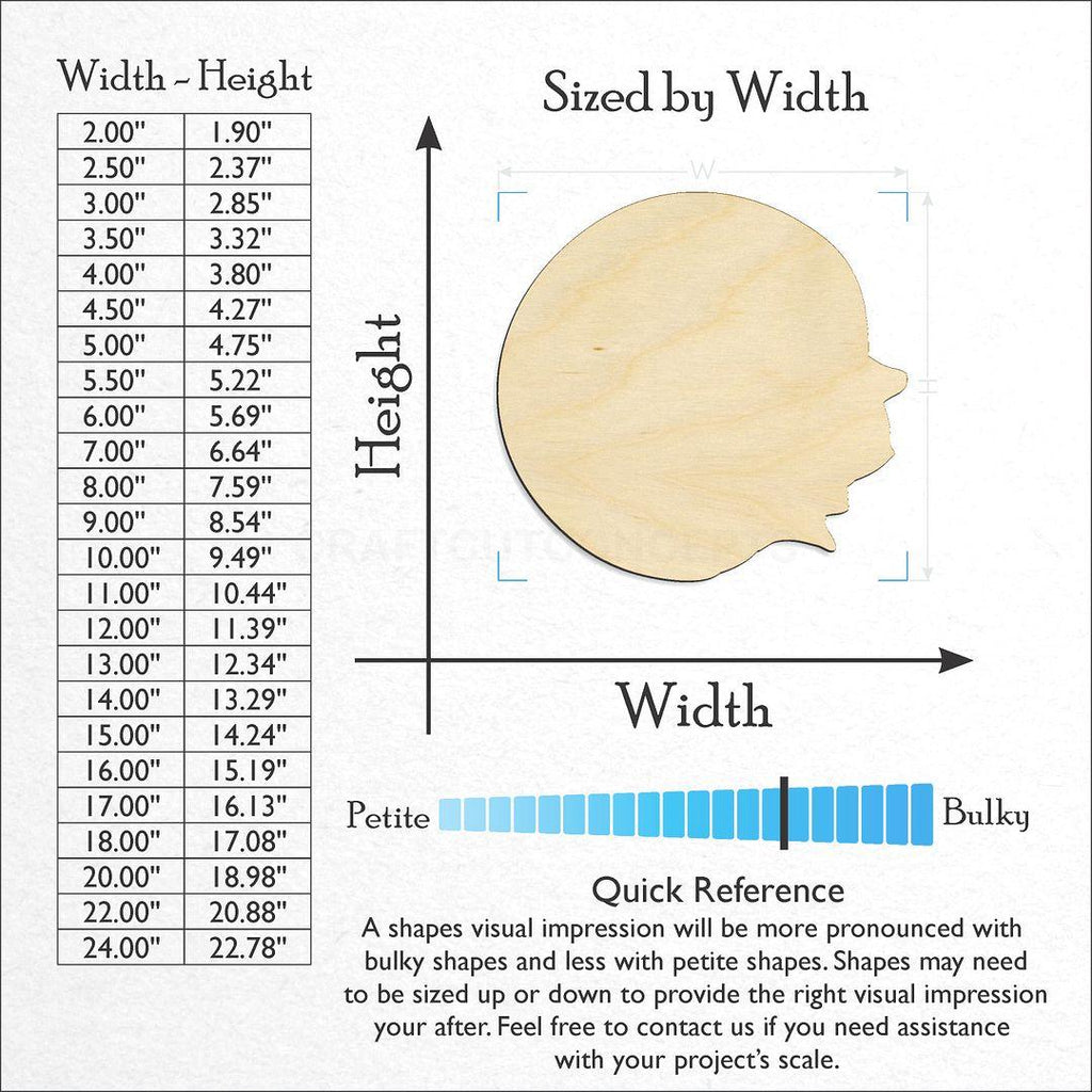 Sizes available for a laser cut Blueberry-2 craft blank