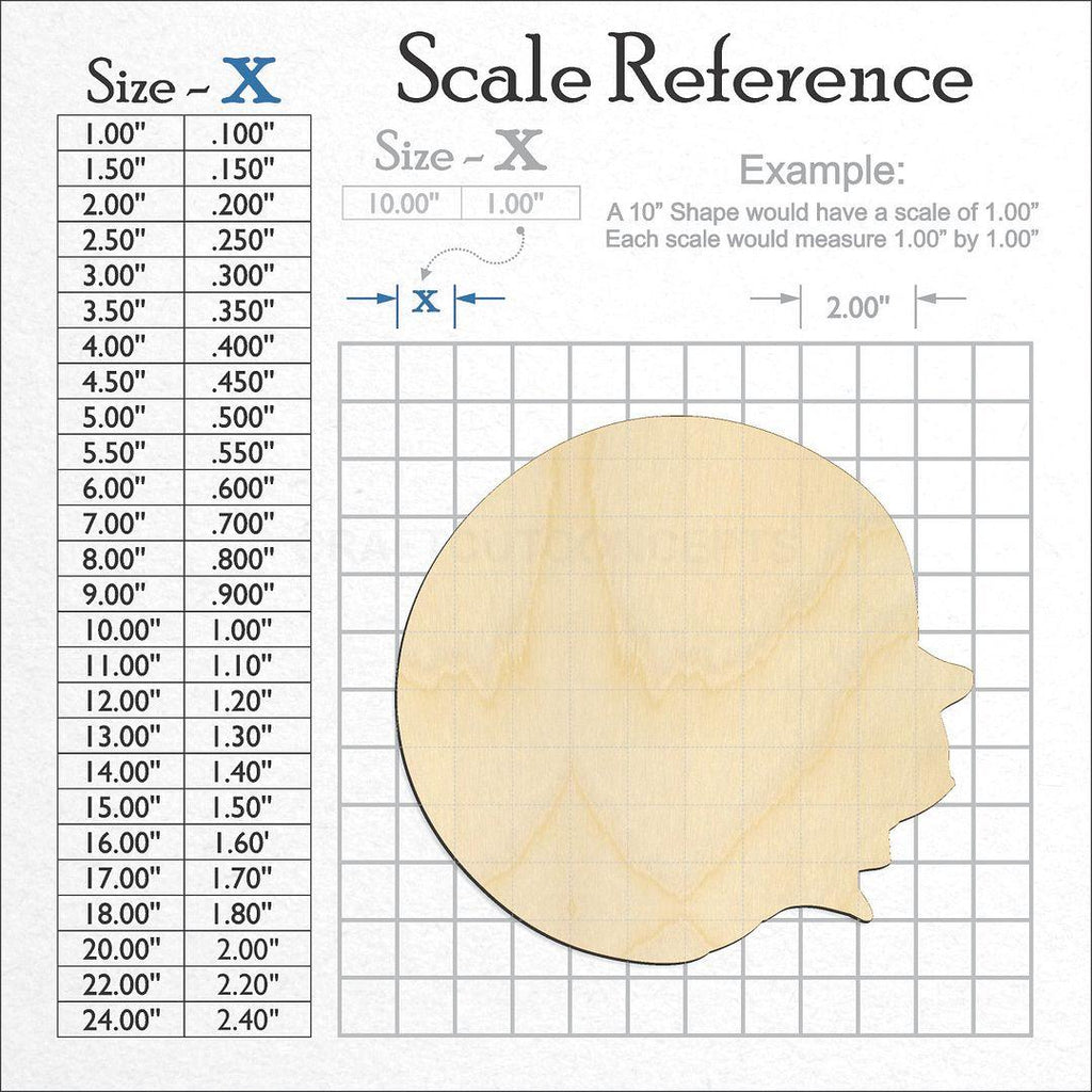 A scale and graph image showing a wood Blueberry-2 craft blank