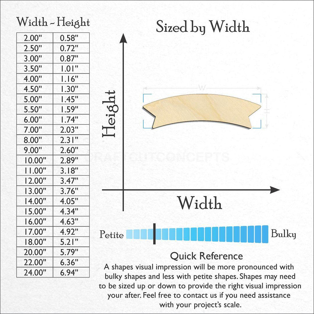 Sizes available for a laser cut Banner craft blank