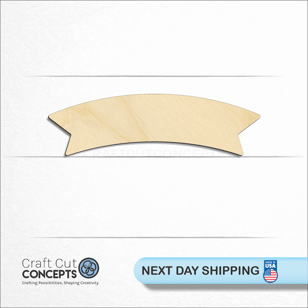 Craft Cut Concepts logo and next day shipping banner with an unfinished wood Banner craft shape and blank