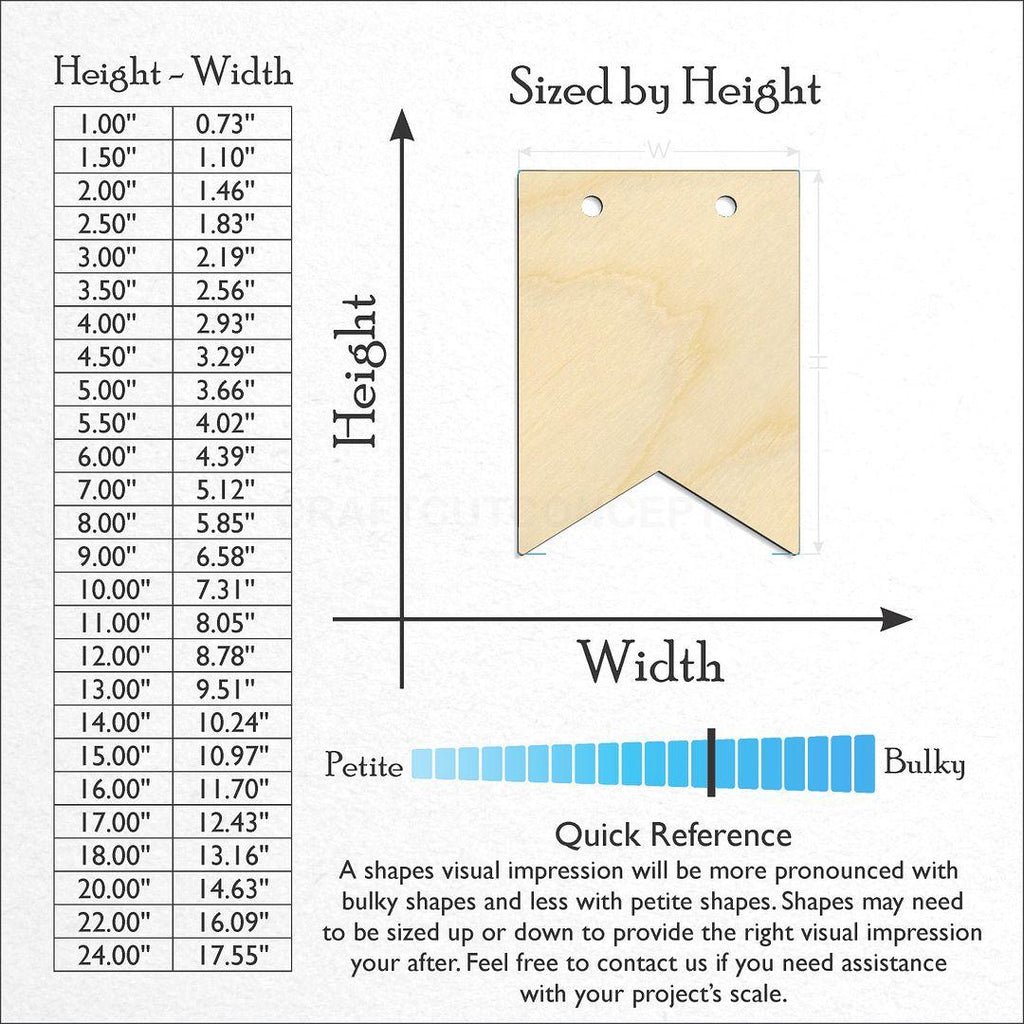 Sizes available for a laser cut Sign Banner craft blank