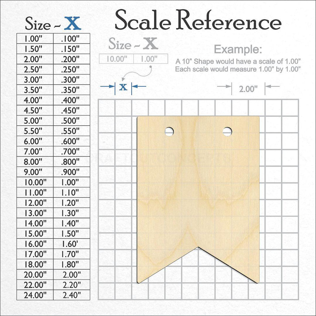 A scale and graph image showing a wood Sign Banner craft blank