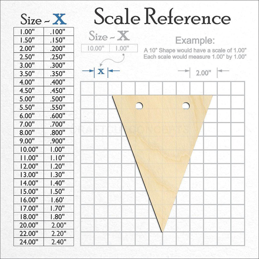 A scale and graph image showing a wood Sign Banner craft blank